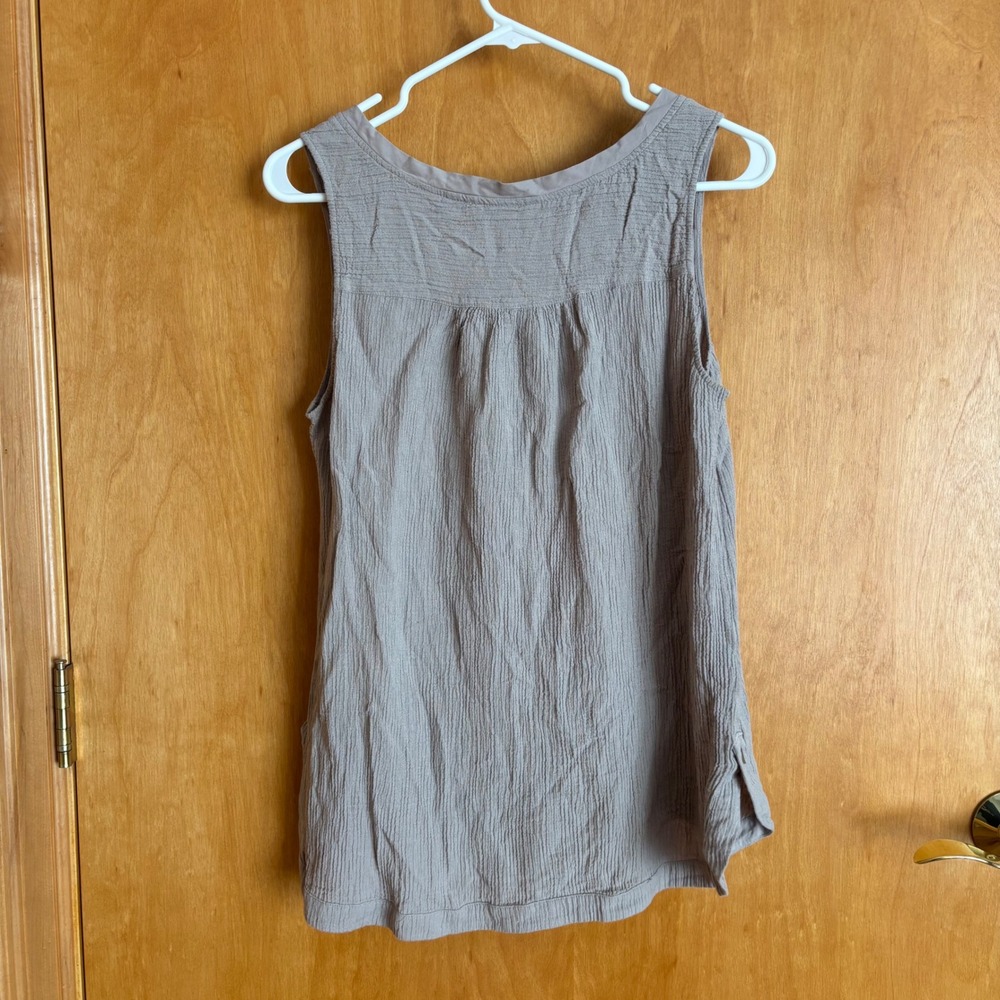 Soft Surroundings Womens Tank Top M Taupe Sleeveless Textured Layering Casual - Picture 2 of 7